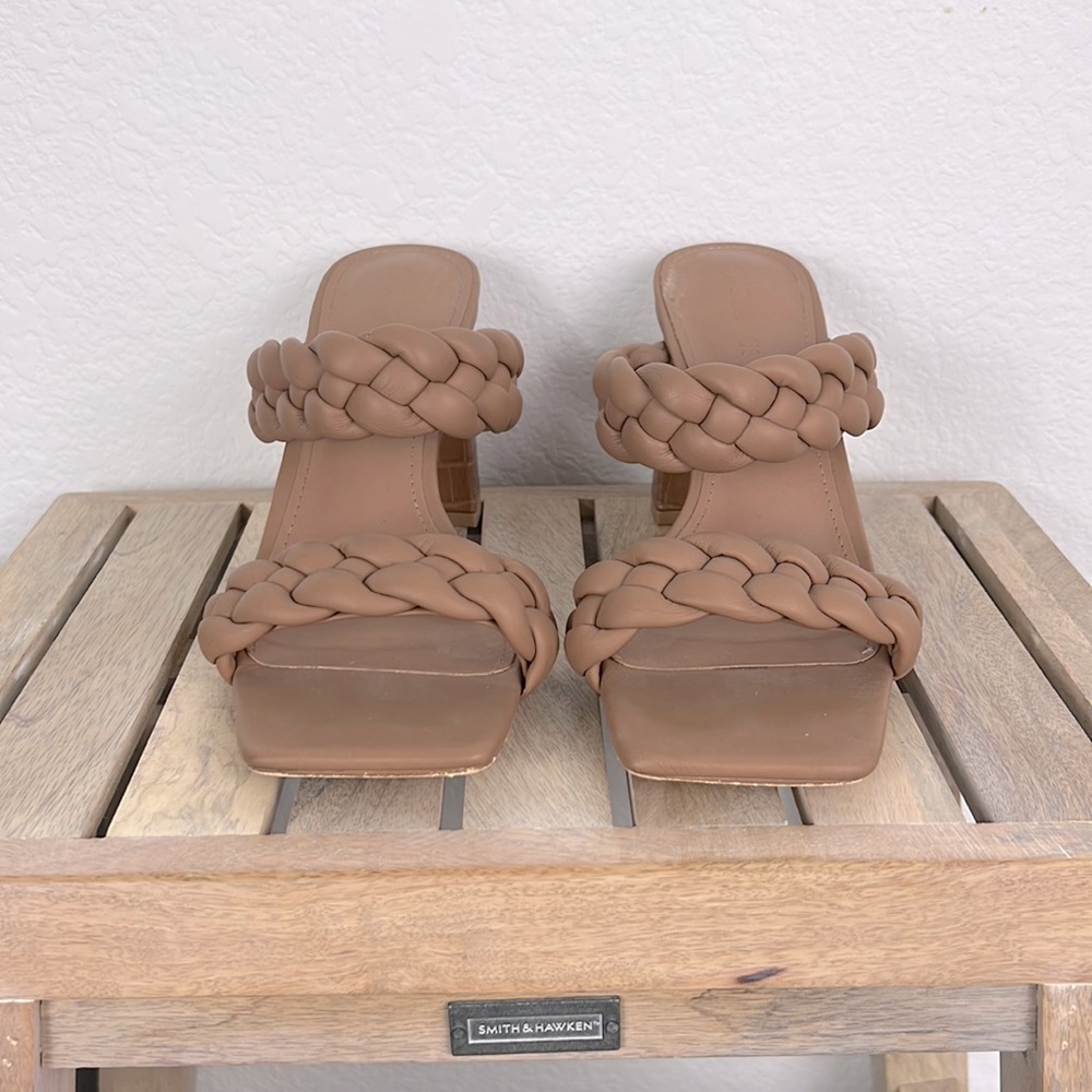 Vintage Syktkm Sandal Womens Shoes 8 Braided Strappy Slip On Brown Preowned